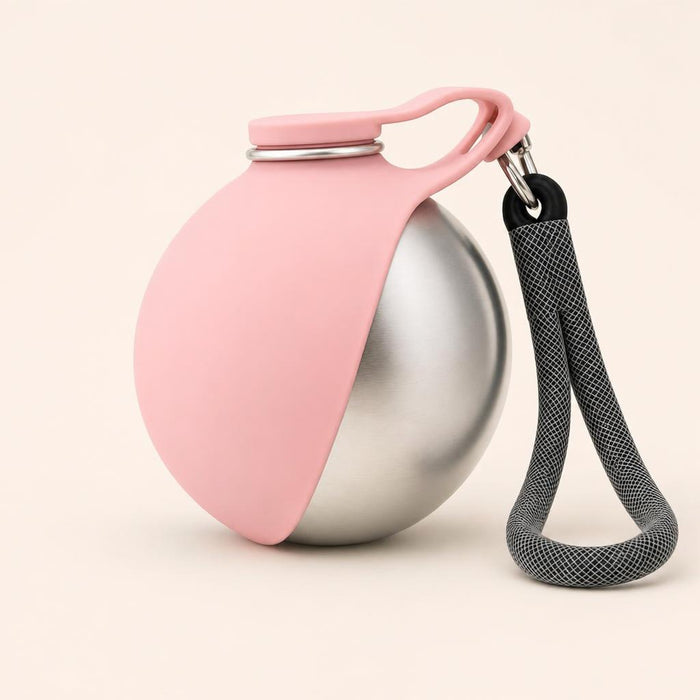 Bebedero portátil plegable para mascotas - color rosa