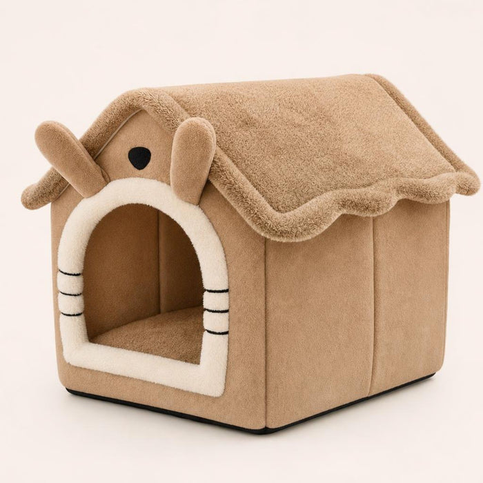 Cama casita para mascotas - color marrón claro