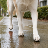 Zapatos antes - perro con patas descalzas